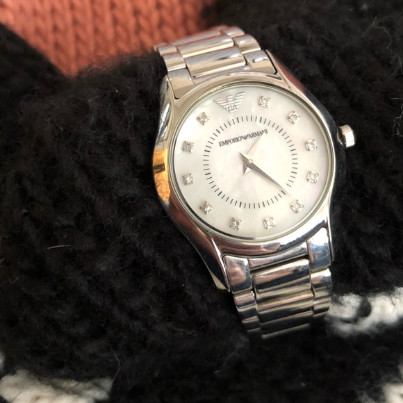Emporio Armani Accessories - Emporio Armani mother of pearl silver watch